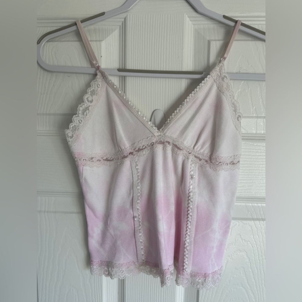 Vintage Cotton Ribbed Cropped Camisole w Lace trim - Picture 5 of 9